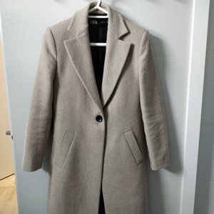 Zara Wool Blend Coat Oatmeal / Beige Size Small